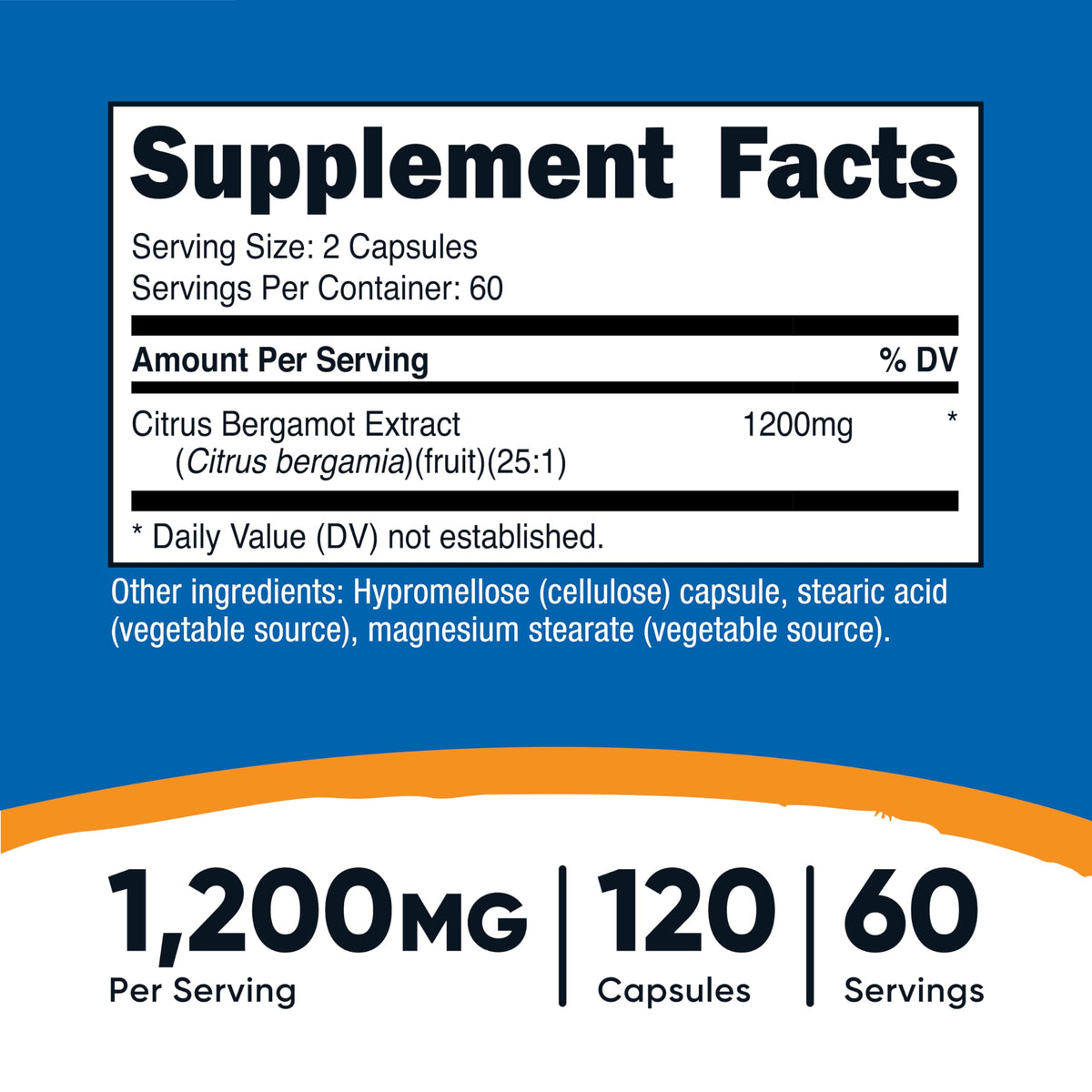 Nutricost Citrus Bergamot Capsules package shows vegan and gluten-free labeling.