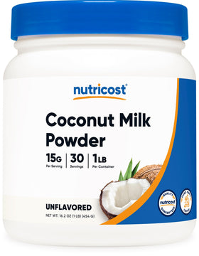 Nutricost Coconut Milk Powder front packaging demonstrates a versatile dairy-free ingredient for cooking