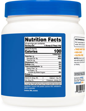 Nutricost Coconut Milk Powder label confirms Non-GMO and Gluten Free attributes