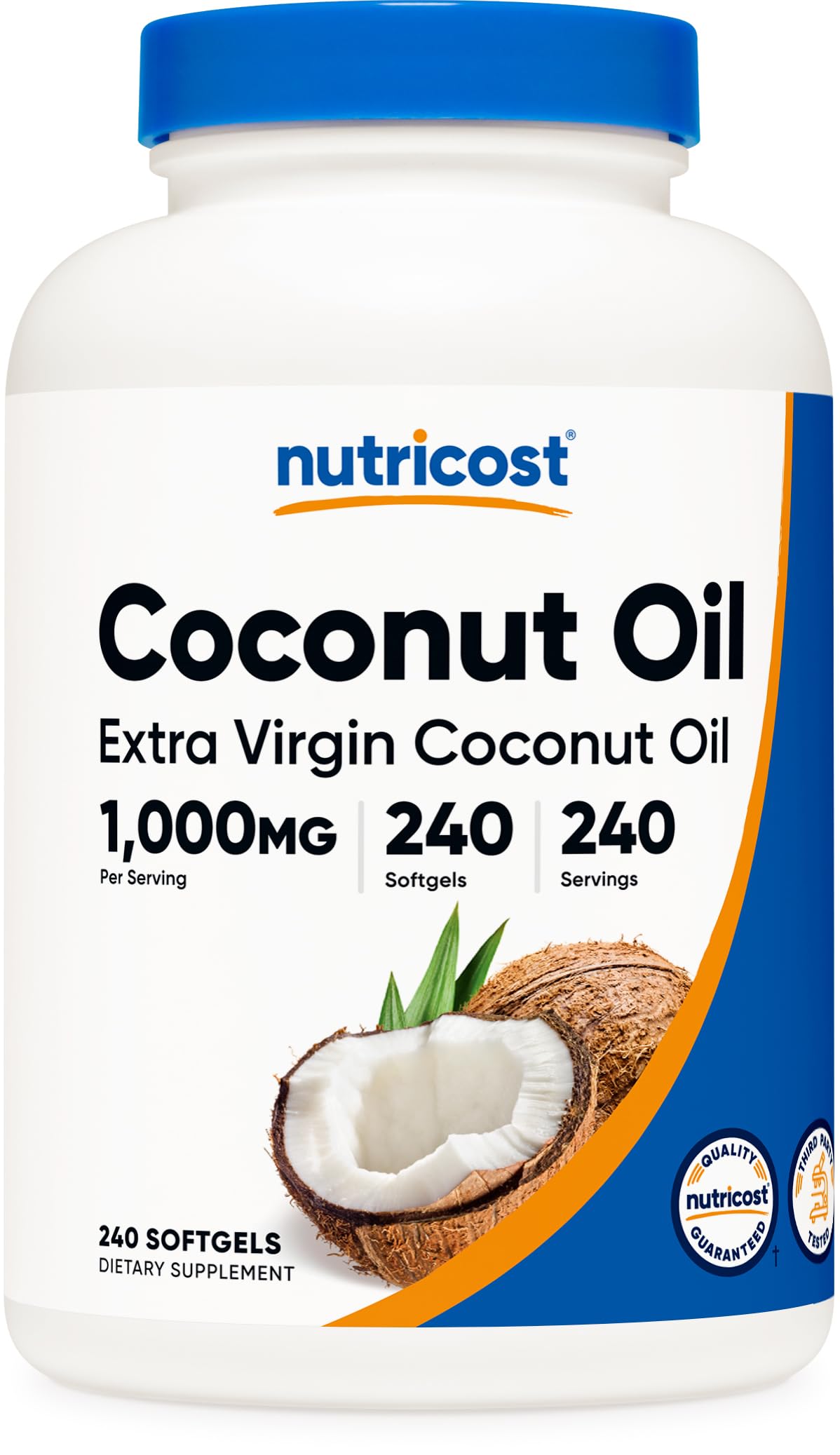 Nutricost Coconut Oil Softgels bottle front view for daily wellness support