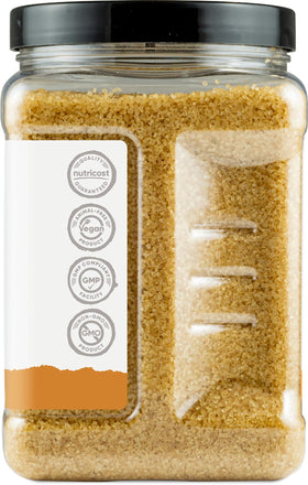 Nutricost Demerara Sugar golden hue enhances desserts and beverages.