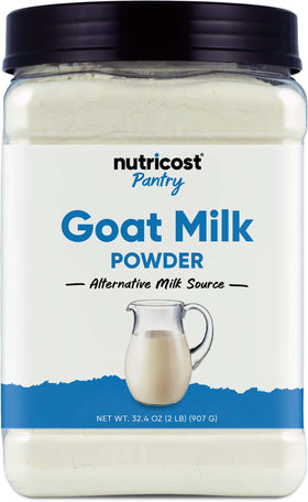 Nutricost Goat Milk Powder 2lb unflavored packaging highlights value and quality for daily use.