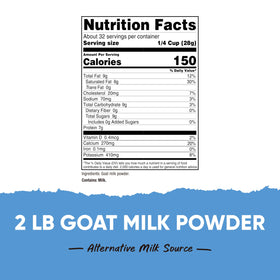 Nutricost Goat Milk Powder 2lb scoop enables easy portion control for quick beverages.