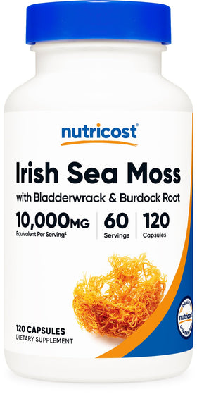 Nutricost Irish Sea Moss Extract bottle with 120 capsules for daily wellness