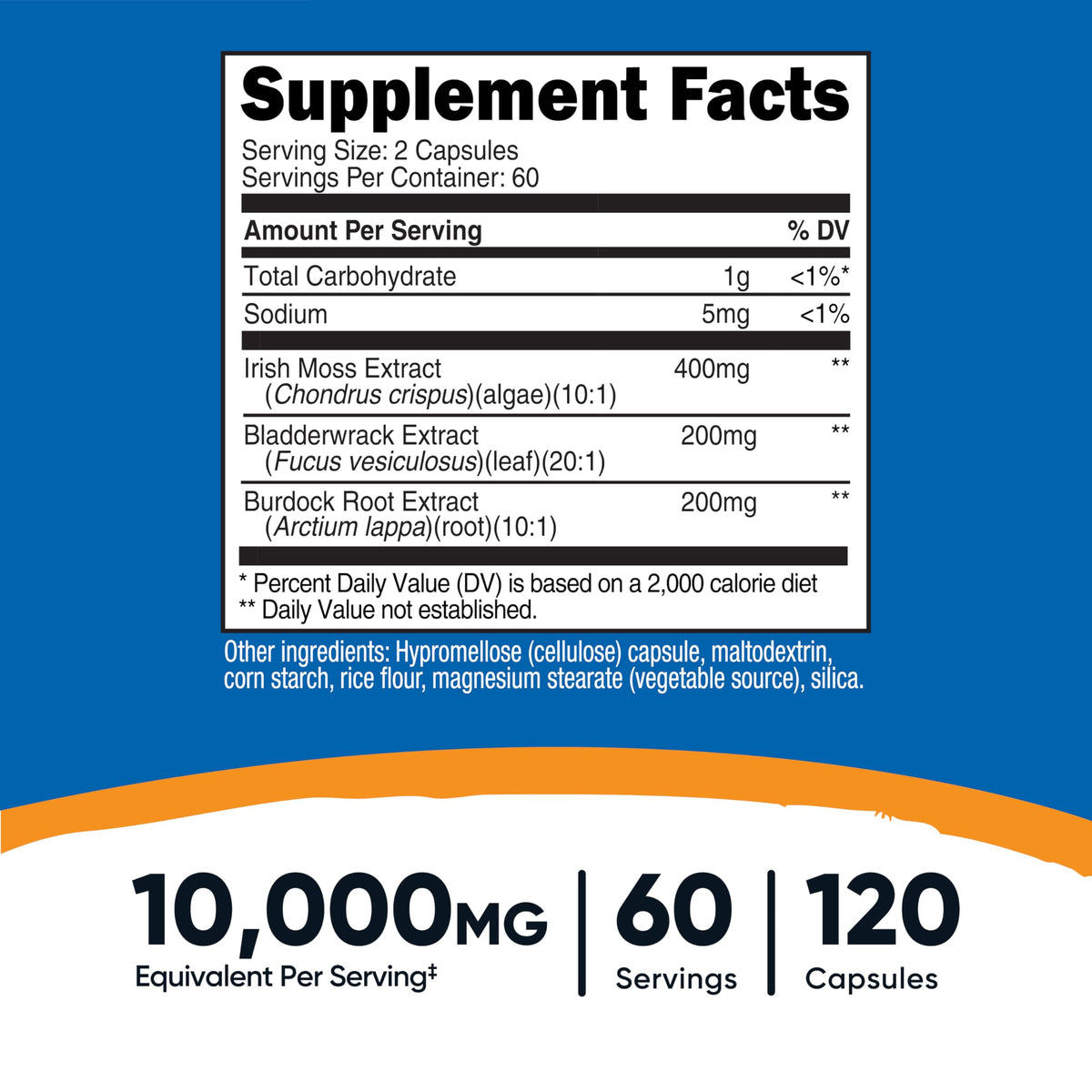 Closeup of Nutricost Irish Sea Moss Extract capsules for convenient daily use