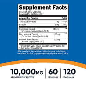 Closeup of Nutricost Irish Sea Moss Extract capsules for convenient daily use