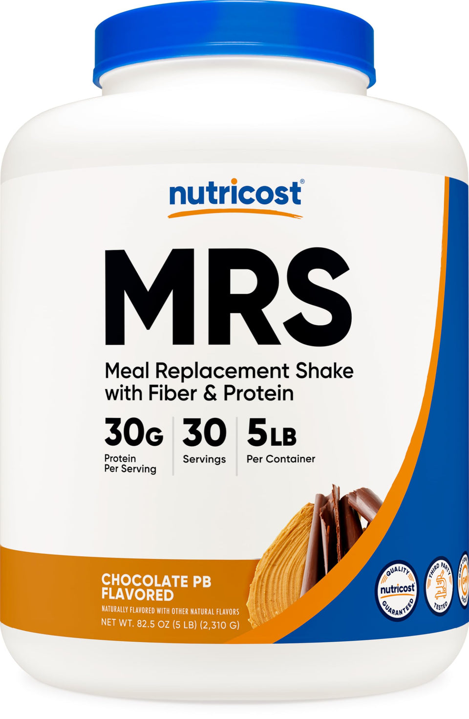 Nutricost meal replacement front tub view highlighting convenient protein option.