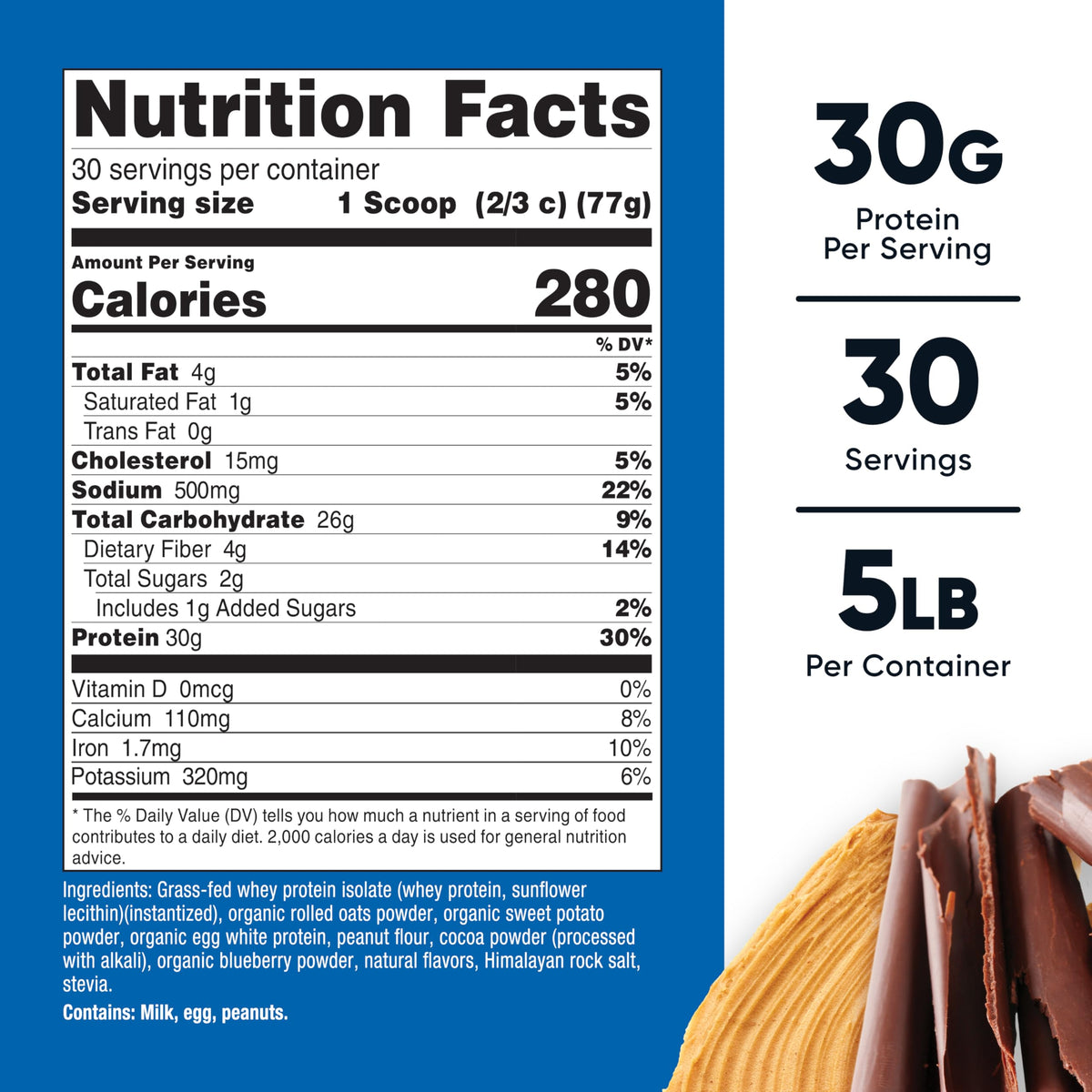 Nutricost meal replacement label closeup shows gluten-free and GMO-free formula.