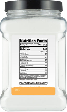 NSF-certified facility label on Nutricost potato starch packaging