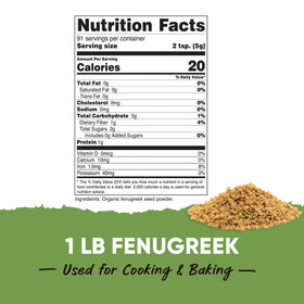 Nutricost fenugreek powder scoop visible, easy serving for recipes and smoothies.