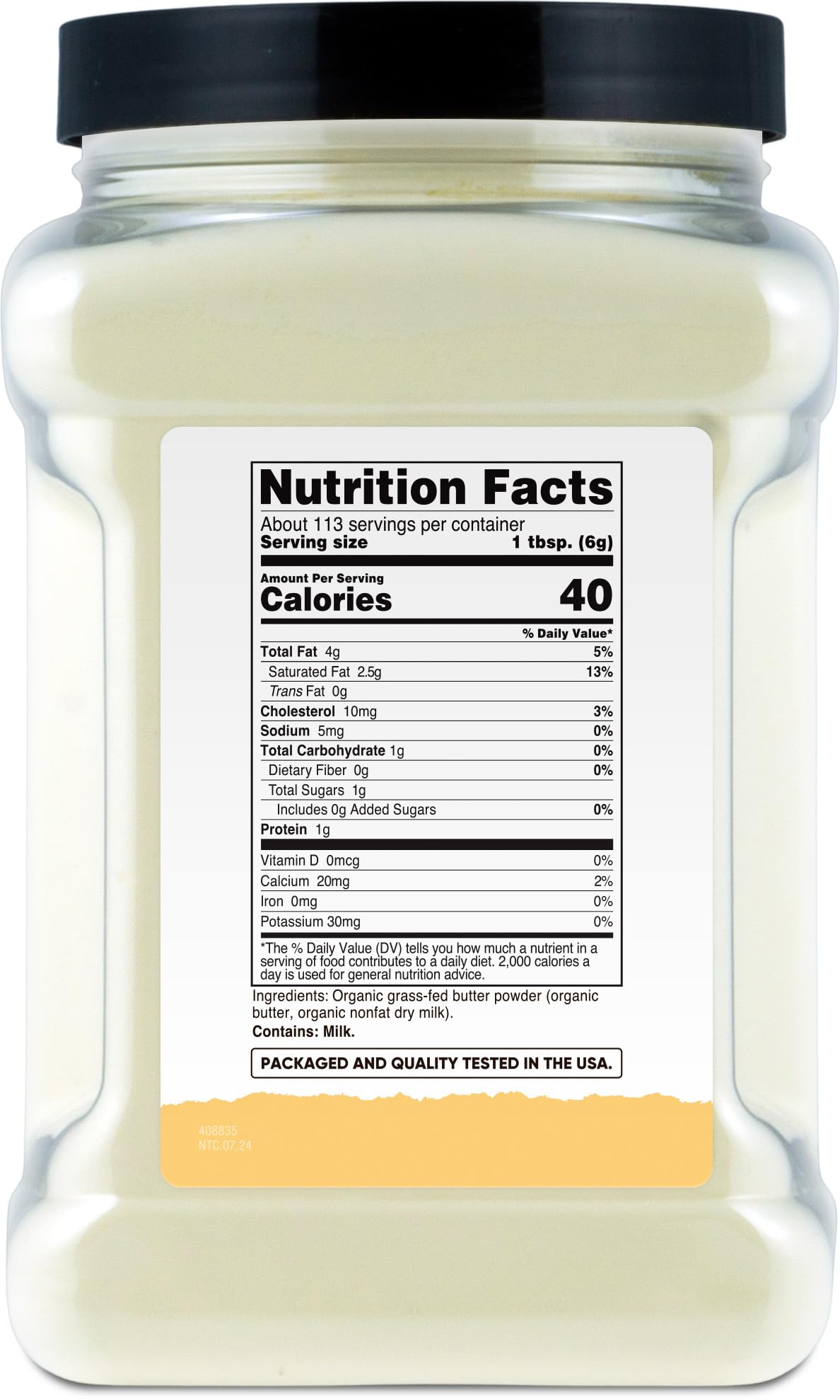 Nutricost Butter Powder ready to pour into a sauce or recipe.