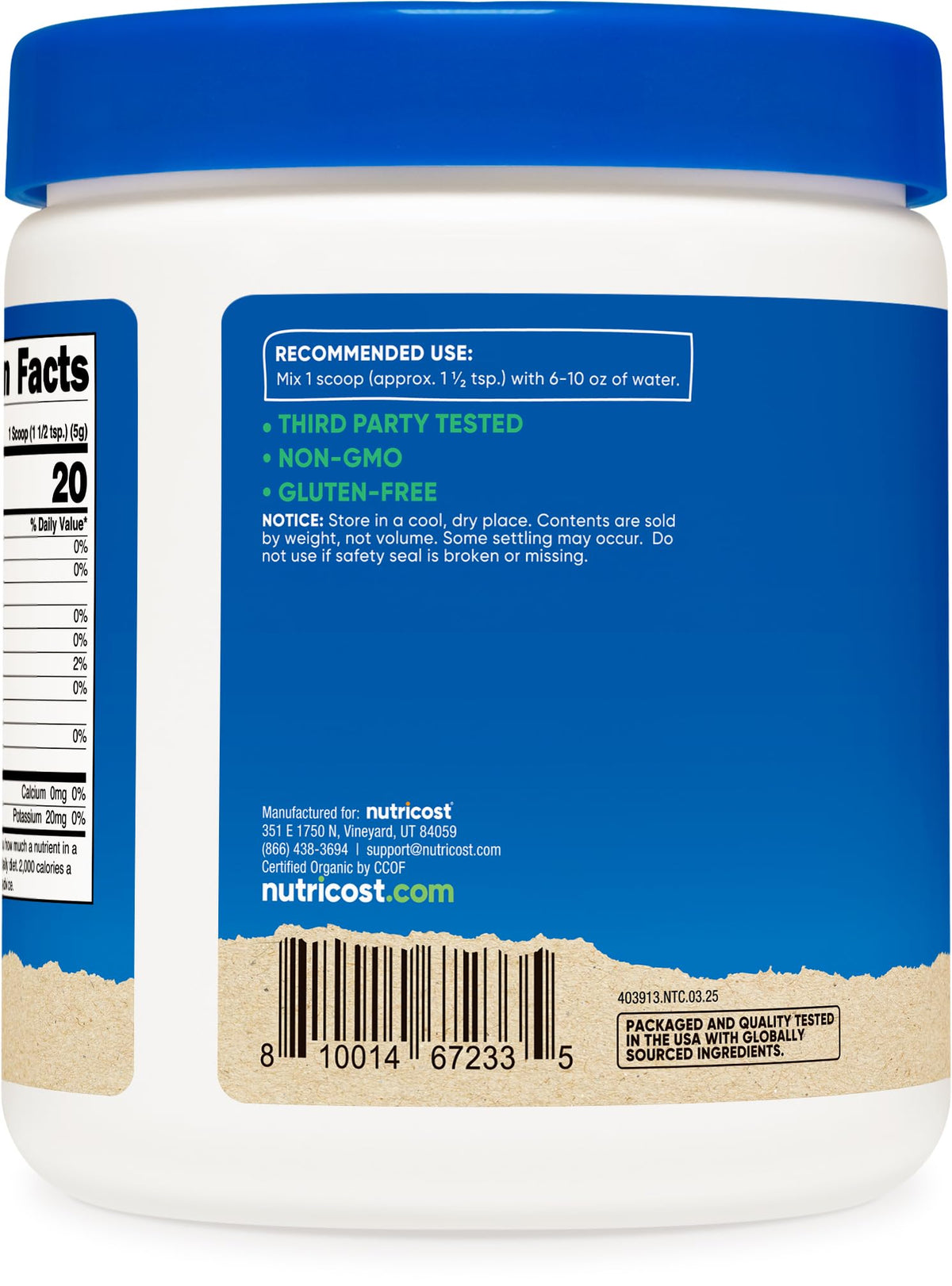 Nutricost Pineapple Powder beside measuring cup for cooking use.