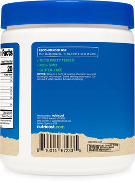 Nutricost Pineapple Powder beside measuring cup for cooking use.