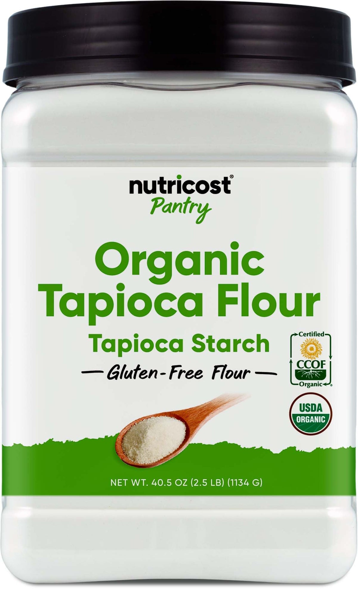 Nutricost Organic Tapioca Flour bag in 2.5 lb size for gluten-free baking
