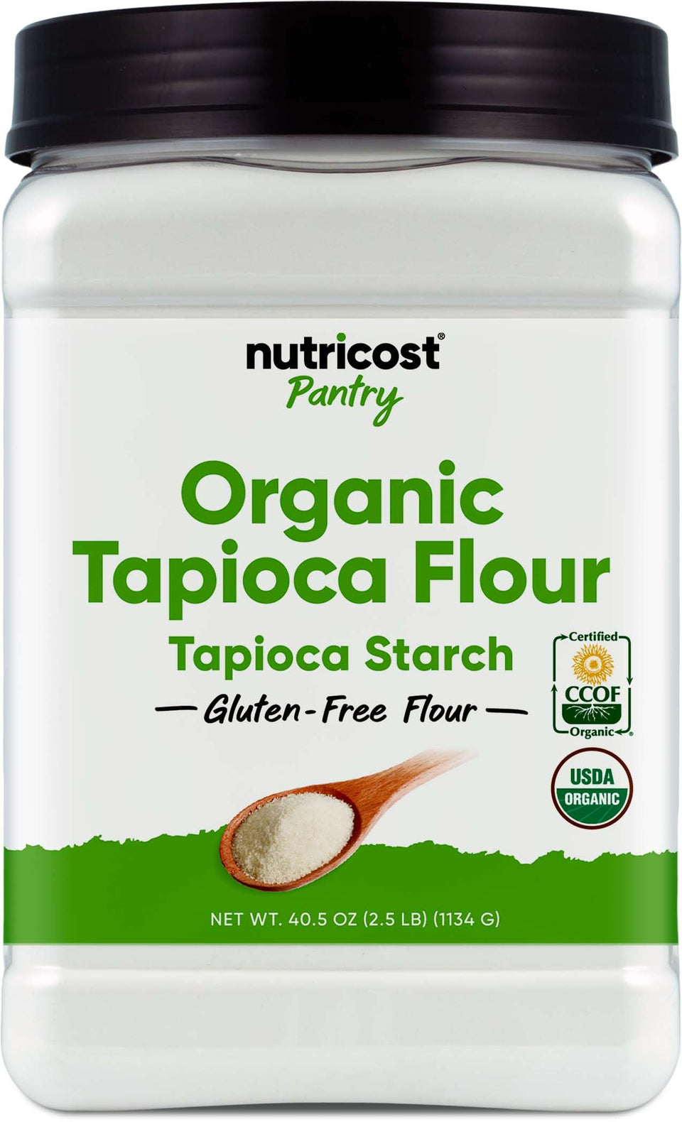 Nutricost Organic Tapioca Flour bag in 2.5 lb size for gluten-free baking