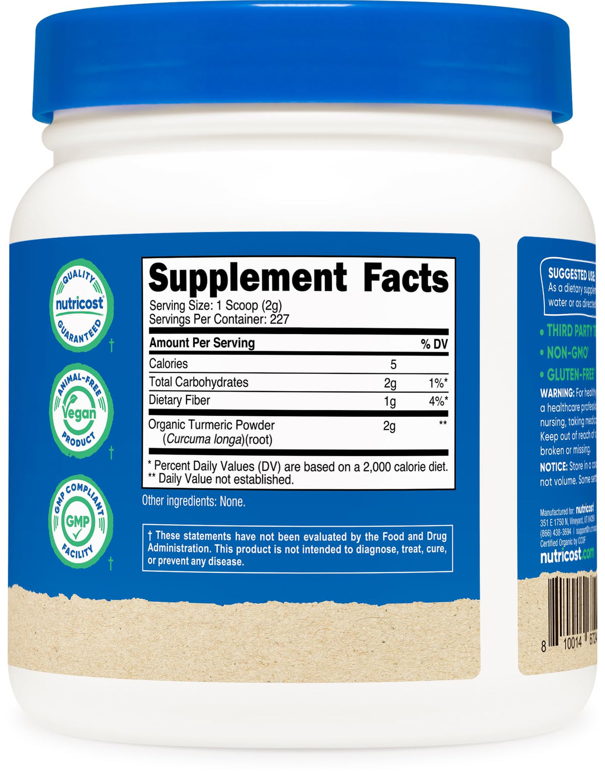 Nutricost Organic Turmeric Root Powder dry texture closeup