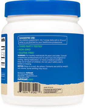 Nutricost Organic Turmeric Root Powder jar on shelf in pantry