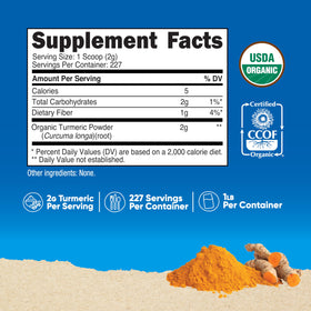 Nutricost Organic Turmeric Root Powder label closeup highlights organic quality