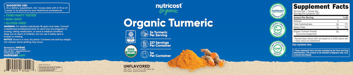 Nutricost Organic Turmeric Root Powder smoothie idea with vibrant color