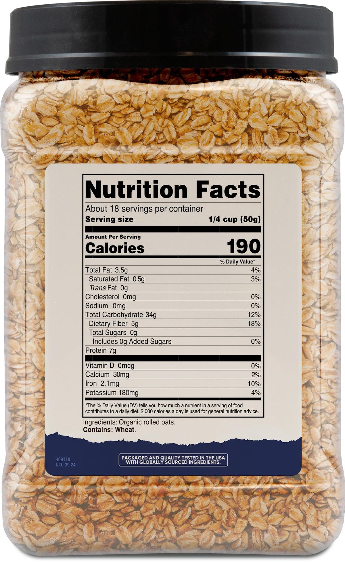 Nutricost USDA Organic vegan oats in a GMO-free pantry