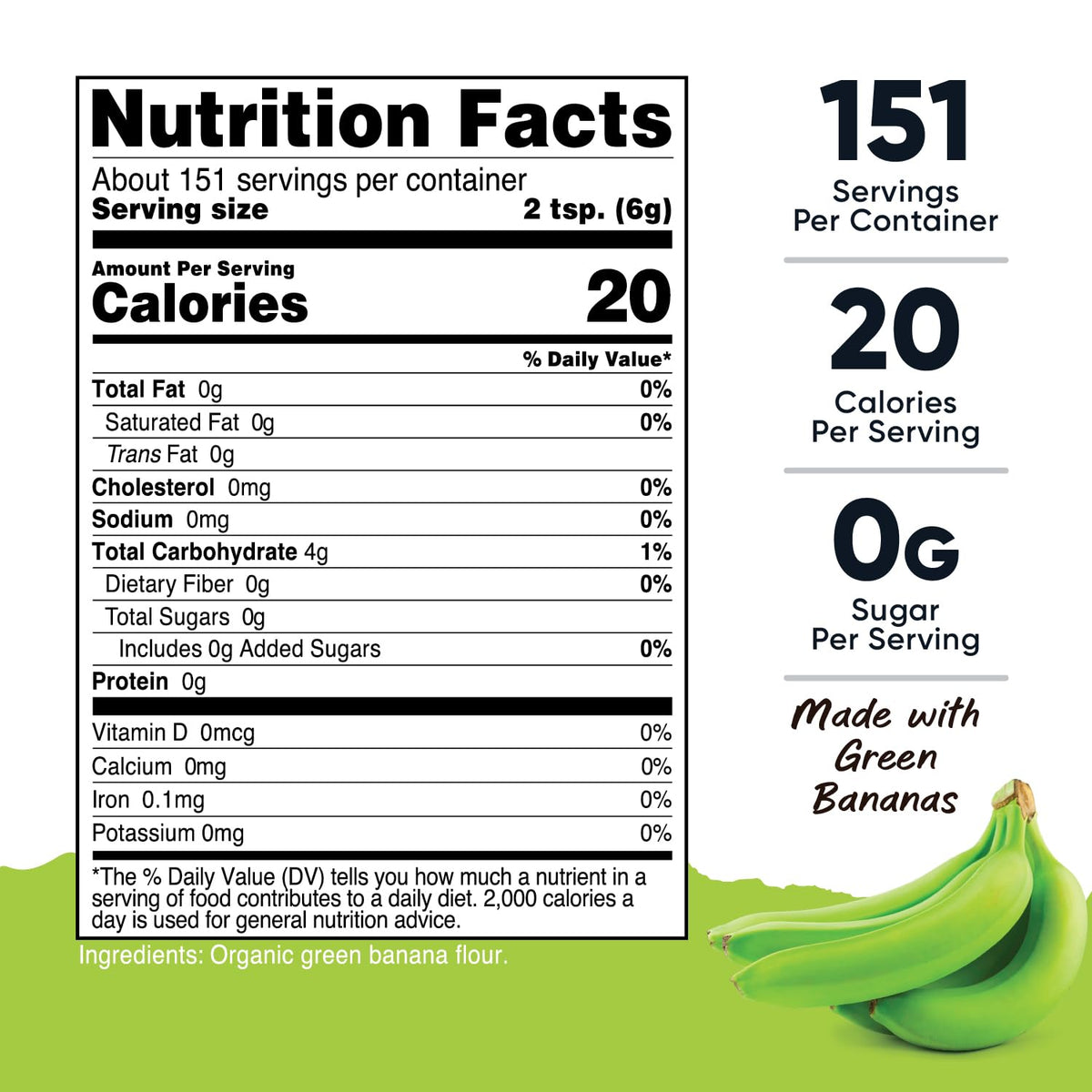 Nutricost Green Banana Flour measuring cup scene, easy to portion for consistent results.
