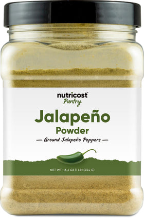 Nutricost Pantry Jalapeño Powder bottle with cap, perfect for boosting soups.