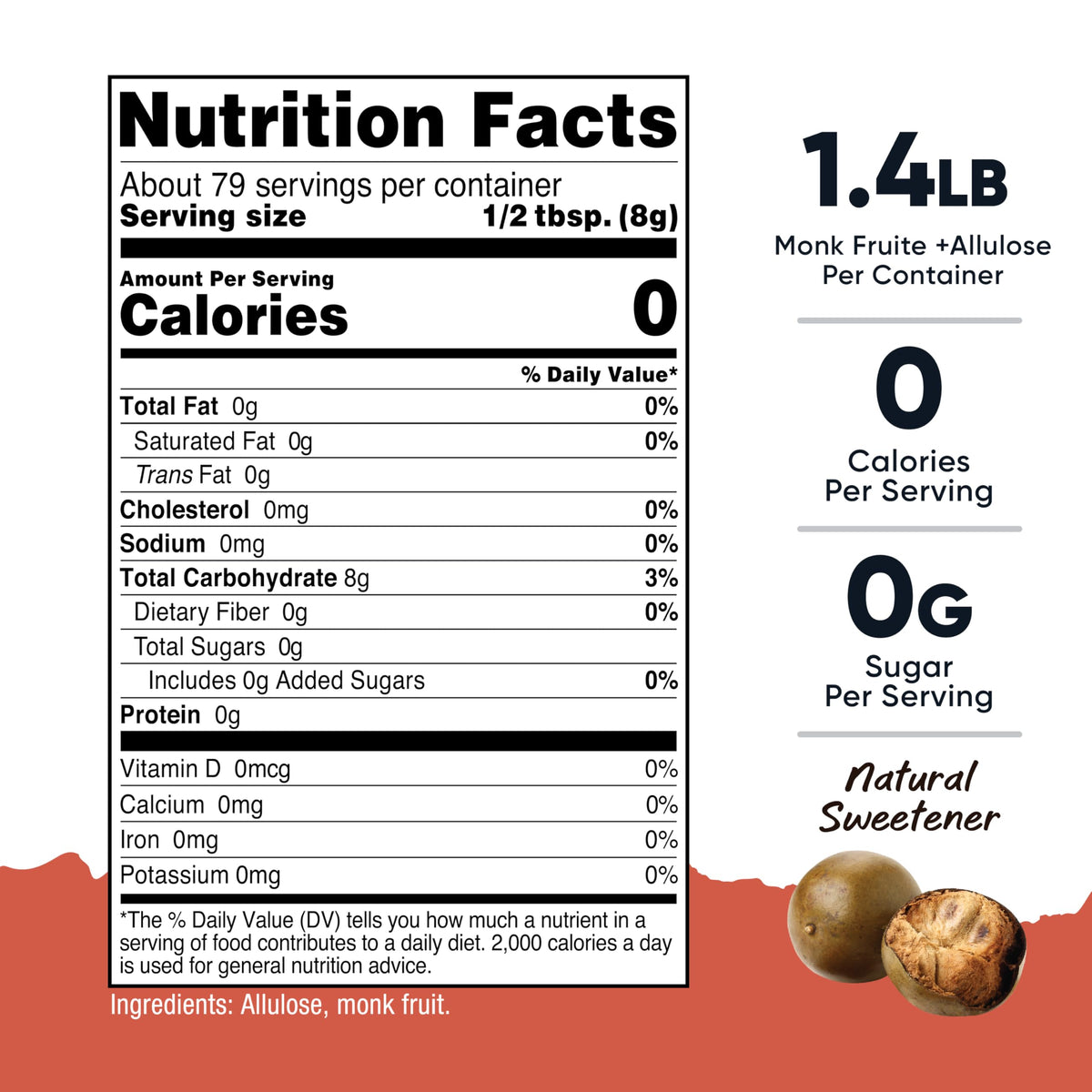 Nutricost Pantry Monk Fruit with Allulose scoop ideal for beverages and sugar-free recipes.