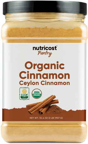 Nutricost Pantry Organic Ceylon Cinnamon 2lb bottle for versatile cooking and baking.