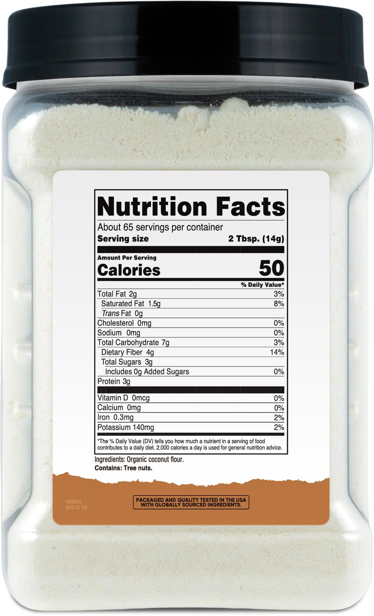 Nutricost Pantry Organic Coconut Flour quality-assurance seal highlights GMP-compliant production.