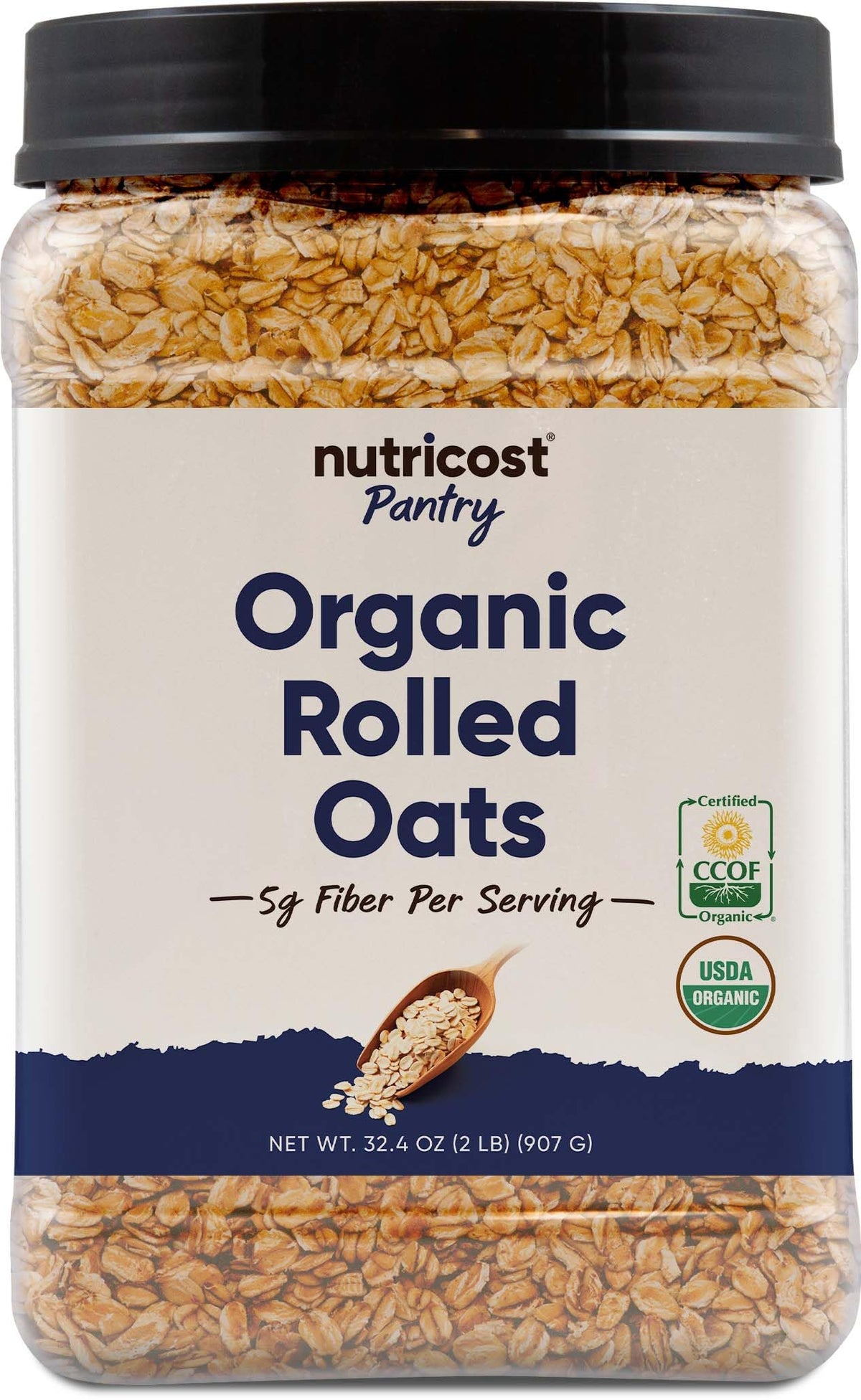 Nutricost pantry organic rolled oats bag ready for a fiber-rich breakfast