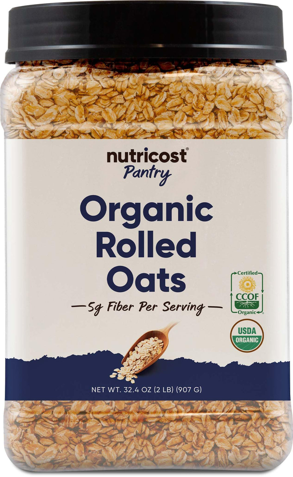 Nutricost pantry organic rolled oats bag ready for a fiber-rich breakfast