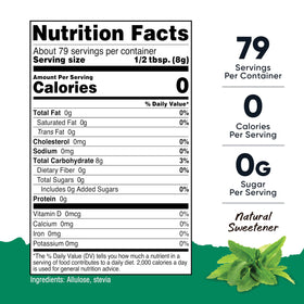 Close-up of Nutricost Stevia with Allulose measuring scoop for baking