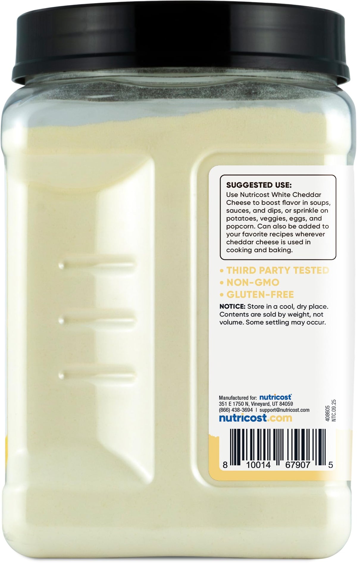 Nutricost Pantry White Cheddar Cheese Powder atop baked goods for savory depth