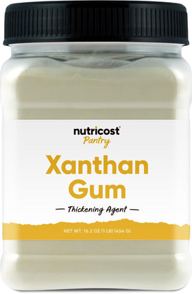 Nutricost Xanthan Gum 1 lb bottle for gluten-free thickening.