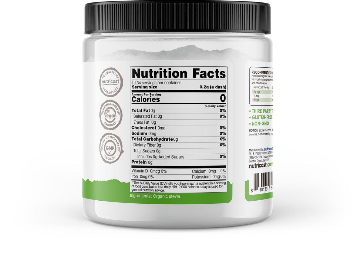 Nutricost Stevia with measuring handy, easy daily sweetness.