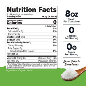 Nutricost Stevia pouring action for sugar substitute in drinks.