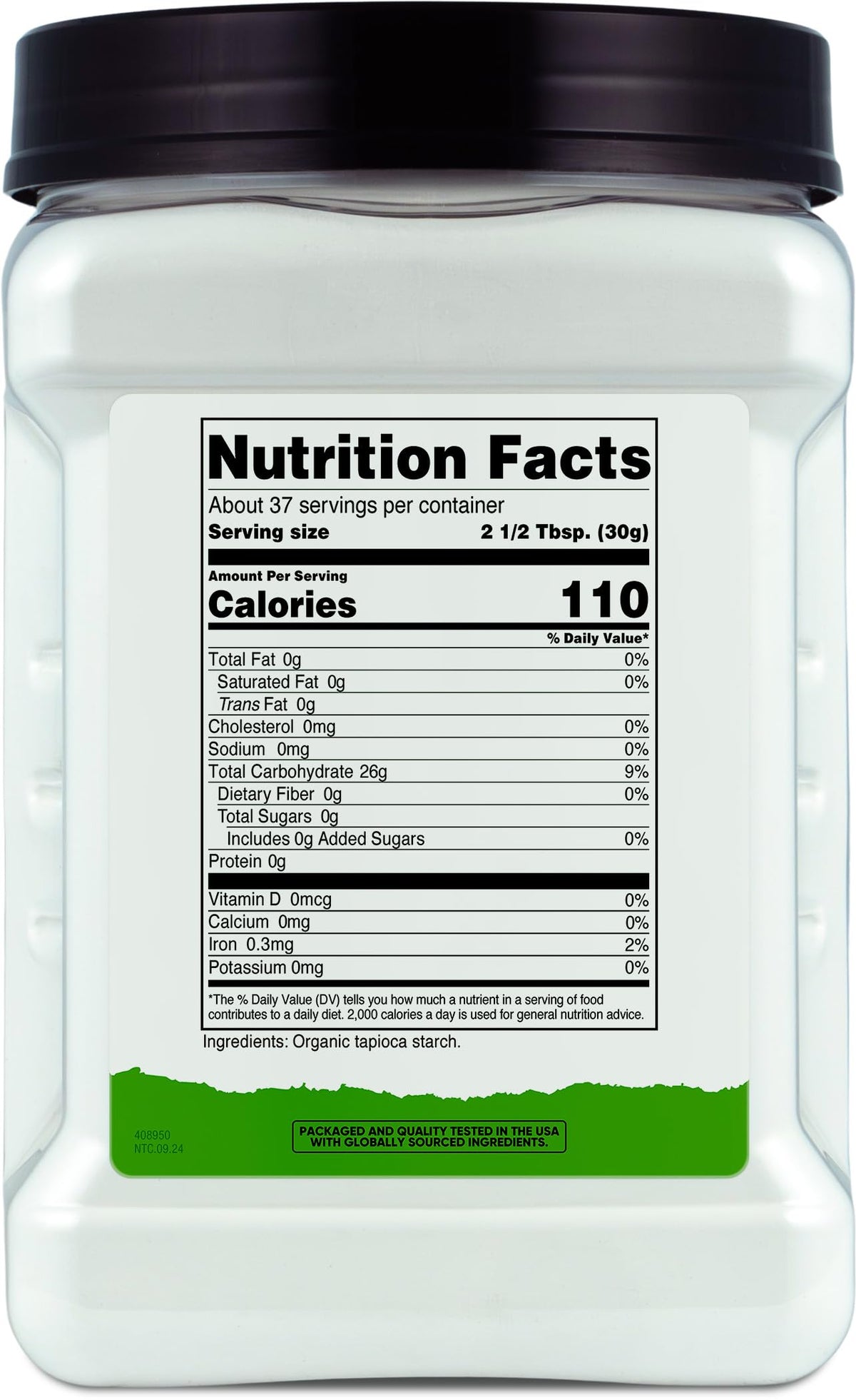 Nutricost Tapioca Starch label highlights gluten-free and GMO-free attributes.