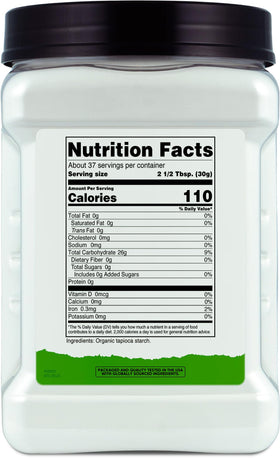 Nutricost Tapioca Starch label highlights gluten-free and GMO-free attributes.