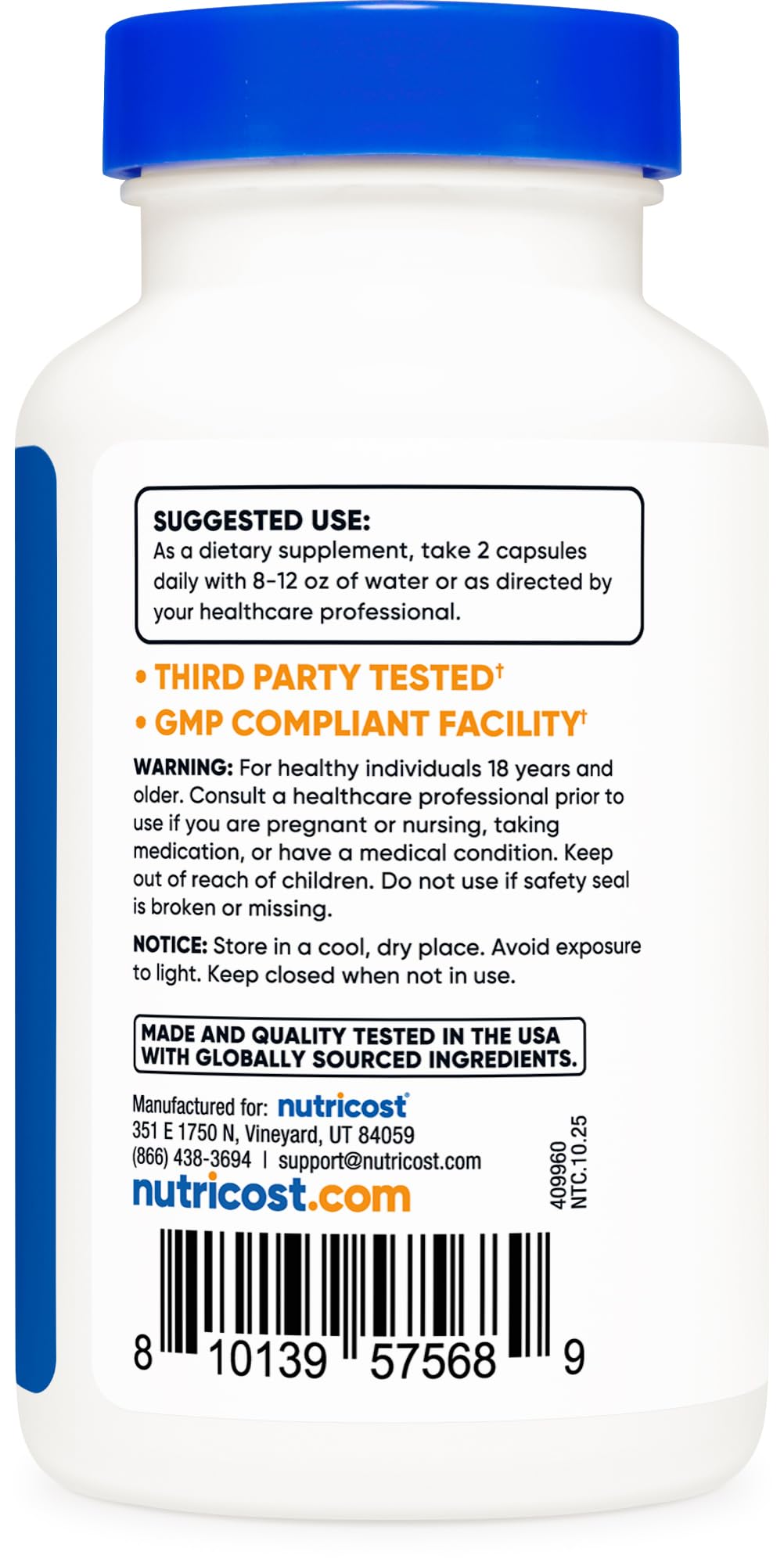 Nutricost vegan and GMO‑free badge highlighting clean plant‑based nutrition