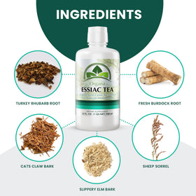 NutriNoche Organa Essiac Tea ingredients shown as four herb mix.