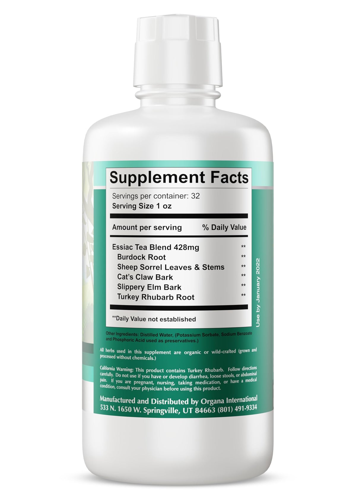 NutriNoche Organa Essiac Tea pour into glass signaling ready-to-drink convenience.