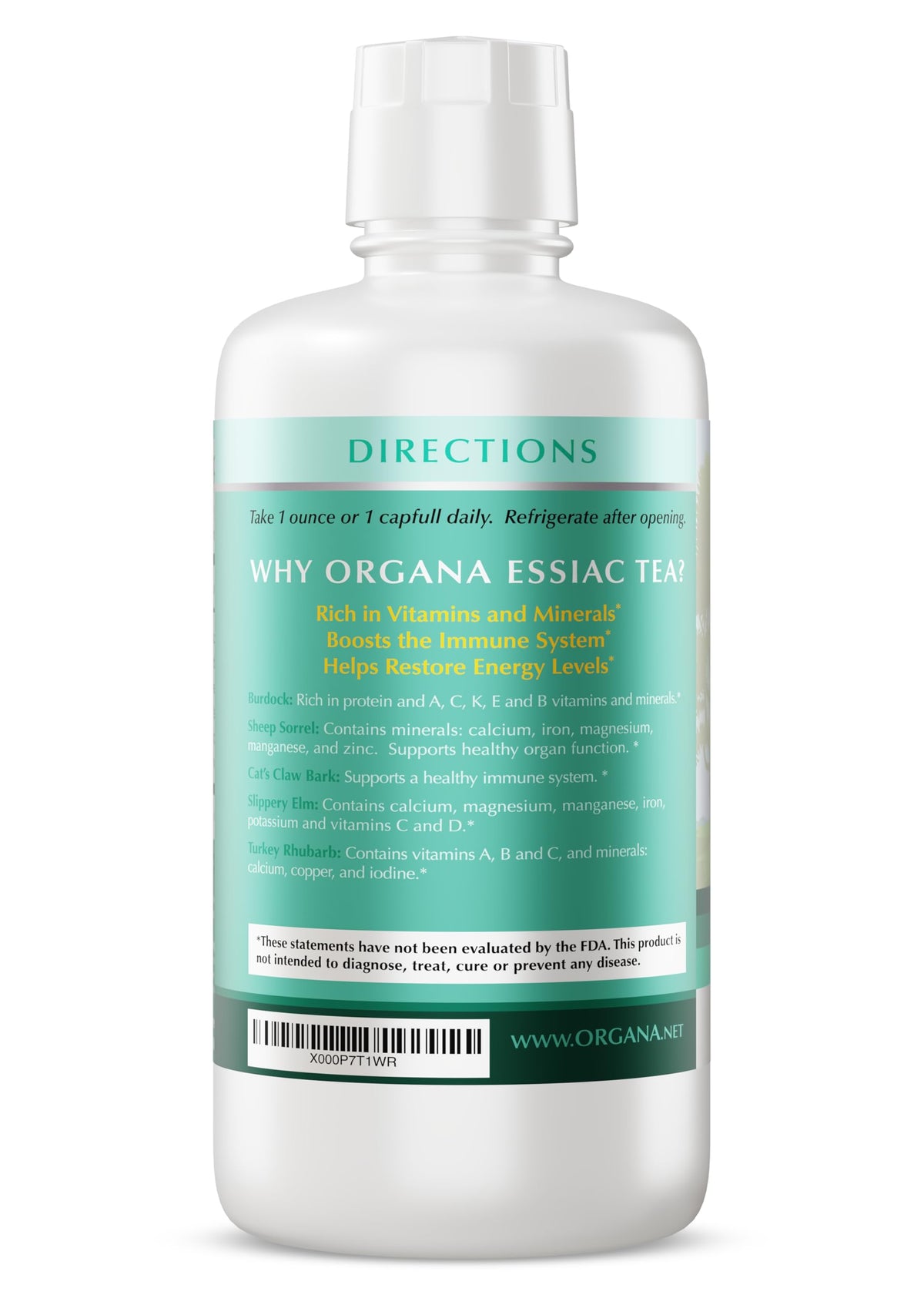 NutriNoche Organa Essiac Tea glass with infusion invites a calm wellness moment.