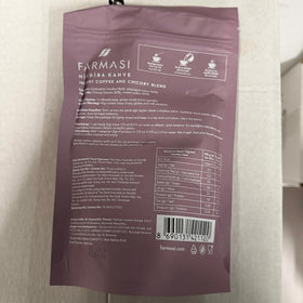 Close-up shows Nutriplus Farmasi packaging with chicory root notes.