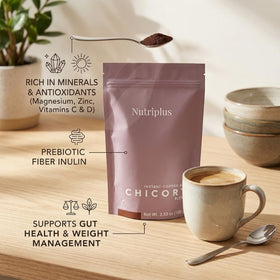 Nutriplus Farmasi display emphasizes a vegan, plant-based blend.