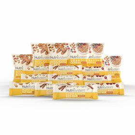 Nutrisystem On-The-Go breakfast bars packaging shows 16-count box for easy mornings
