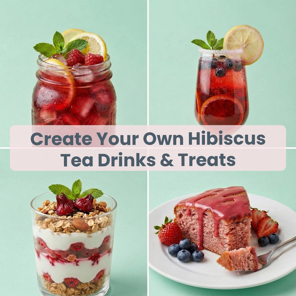 Iced hibiscus tea in a glass with crisp, caffeine-free refreshment.