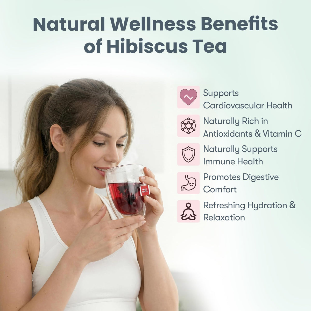 Plant-based pyramid tea bags by NutritionLabs designed for rich flavor infusion.
