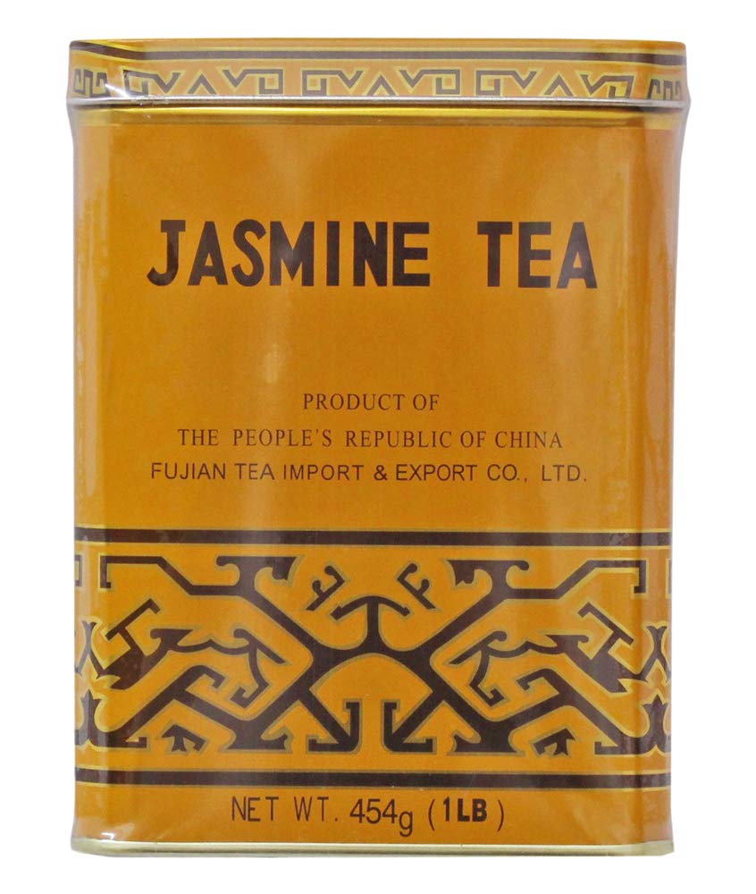 Nutritrust Sunflower Jasmine Tea blue tin close-up, ideal for an afternoon ritual.