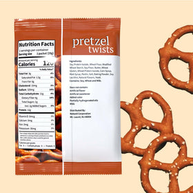 NutriWise Pretzel Protein Twists ingredients panel highlighting soy protein and butter.