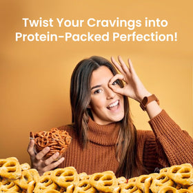 NutriWise Pretzel Protein Twists on kitchen counter display, convenient keto choice.